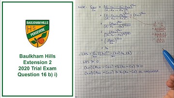 How to answer Q16 b) i) of the 2020 Baulkham Hills Extension 2 trial exam