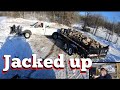 Jackknifed in the woods