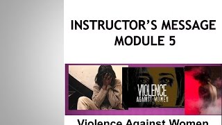 Module 5 Instructor Message