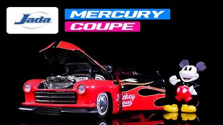 1951 Mercury Coupe Black with Flame Graphics and Mickey Mouse Figure 1/24 Diecast Model Car by Jada
