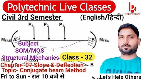 Structural Mechanics/SOM | Chapter 7 Slope & Deflection |Class 32 |Civil 3rd Semester by Brijesh Sir