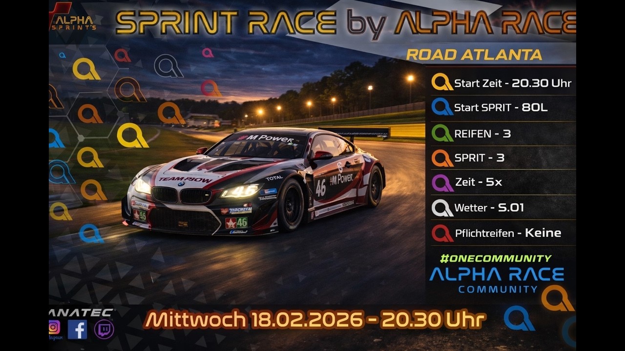 🔥SPRINT RACE by ALPHA RACE Community | Road Atlanta #be1337 - YouTube