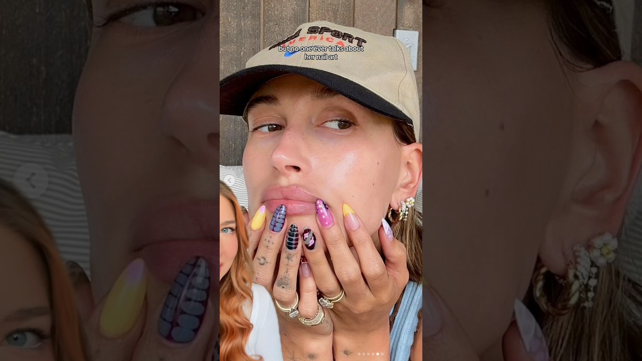 I tried hailey bieber inspired nail art! *no chrome* 