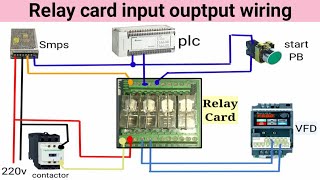 Relay card working and wiring | Relay card input output wiring |रिले कार्ड वायरिंग VFD और PLC के साथ