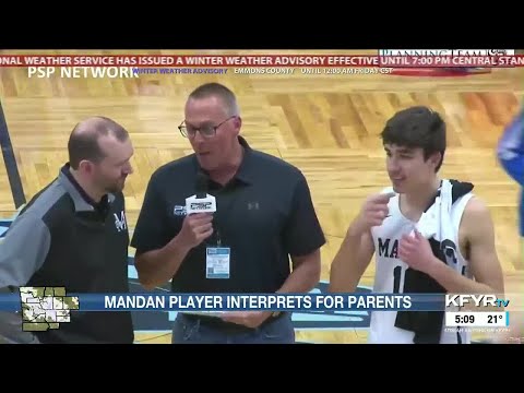 Bigger than basketball: Mandan high school player signs post-game interview for his parents