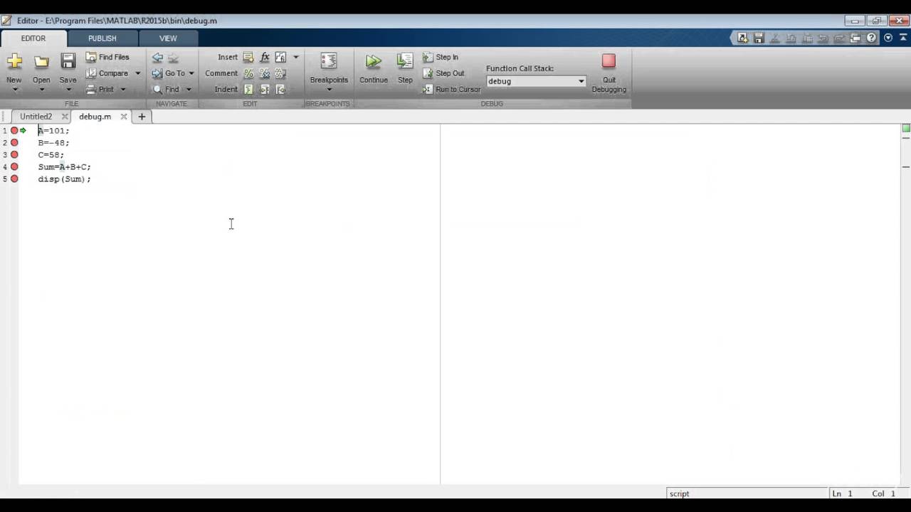 MATLAB 6.8 -Debugging M files - YouTube