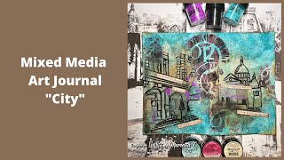 Mixed Media Art Journal pages - Lindy&#39;s April Color Challenge