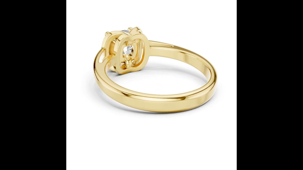 Cushion Solitaire Art Deco Ring