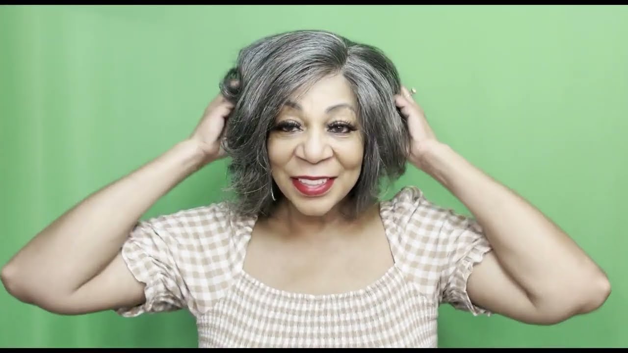 Human hair salt and pepper wigs for women over 60