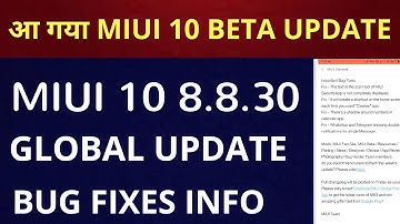 Miui 10 8.8.30 new Global beta Changelog and bug fixes update  Released