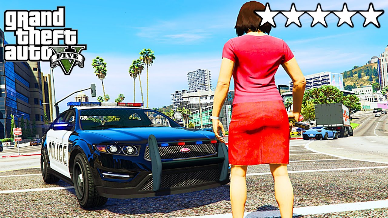 GTA 5 CRAZY GIRL FIVE STAR COP BATTLE ESCAPE LOS SANTOS! - YouTube
