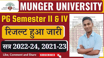 Munger University PG Semester II & IV Session 2022-24, 2021-23 का रिजल्ट हुआ जारी
