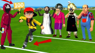 Scary Teacher 3D vs Squid Game Help Herobrine Nick To Long Jump 100m Challenge Who is Best