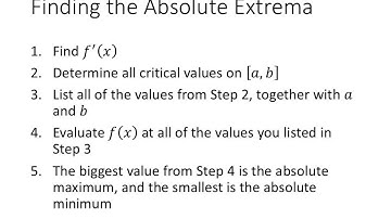 Calculus: Absolute Maximum and Minimum Values