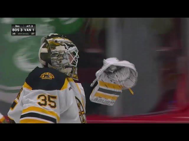 Bruins Goalies with emphatic hug after Ullmarks first shutout in final home  game. : r/hockey