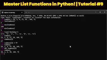Python Programming Tutorial #9: Exploring More List Functions