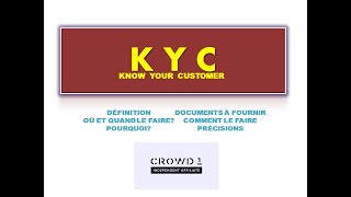 TOUT SAVOIR SUR LE KYC ✅CROWD1✅