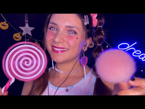 ASMR-CANDY-GIRL-🍭-Does-Your-Halloween-Makeup-(Beauty-Ro