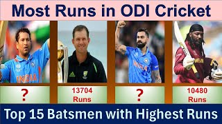 Top 15 Batsmen with Highest Runs in ODI Cricket ⚡ Most Runs in ODI ⚡#cricket #cricketrecords #kohli