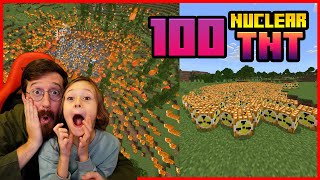 Kızım Kübra ile 100 Nükleer TNT Patlattık, PC Çöktü !! (Minecraft)