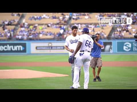 Josh Hart throws out first pitch for Lakers Night at Dodger Stadium
