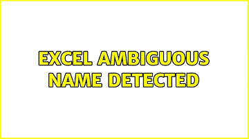 Excel Ambiguous name detected