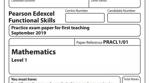 Functional Skills Maths L1 Practice Paper 1 PearsonEdexcel