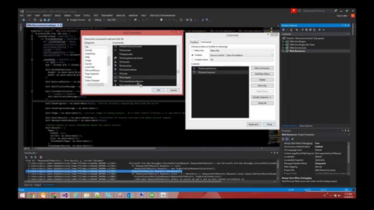 Adding TFS Compare and View History to Toolbar in Visual Studio - YouTube