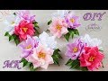 🌺 Цветы из узких лент. Зажимы с тройным цветком. Канзаши МК/DIY