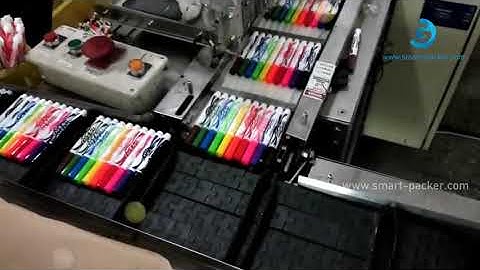 Automatic watercolor pen painting pen side pushing cartoning machine encasing line