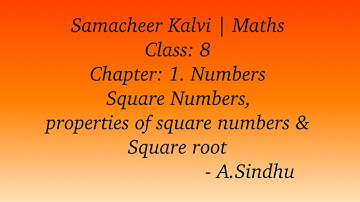 Samacheer kalvi 8th maths| Ch:1| Numbers| Square numbers, Properties of Square numbers & Square root