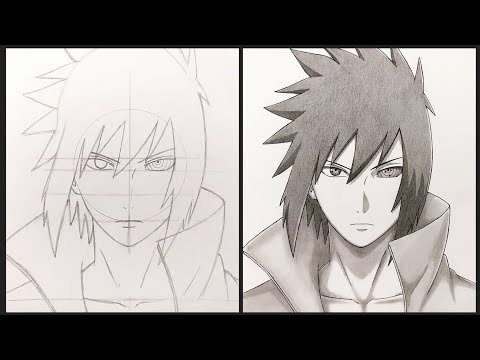 cara-menggambar-sasuke-uchiha---naruto-|-anime-drawing---step-by-step