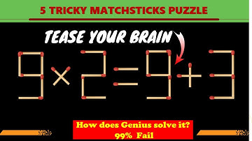 Brain Test I Solving Matchstick Puzzle #31 I 5 Tricky Matchstick Puzzle I Math Riddle 8 x 2 = 9 + 3
