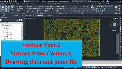 Create surface from Contours, Drawing objects and point files Add break lines to surface