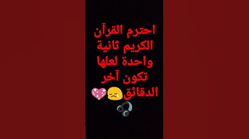 احترم القرآن الكريم ثانية واحدة لعلها تكون آخر الدقائق😢😢😢💖💖💖🎧🎧🎧
