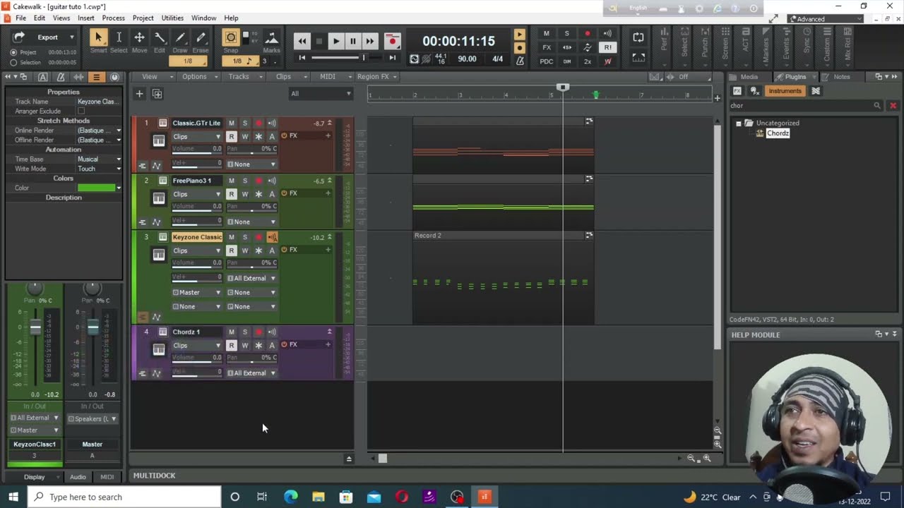 Cakewalk DAW tutorial | Guitar ARPEGGIATOR default settings | Free piano 3