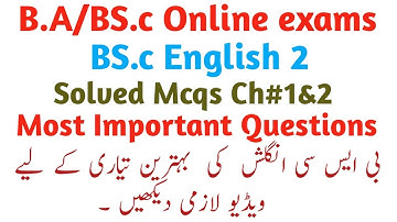 BSc English Mcqs With Answers||Most Important Questions|Pu B.a Bsc Online Exams 2020|ZainAbbasNaqvi
