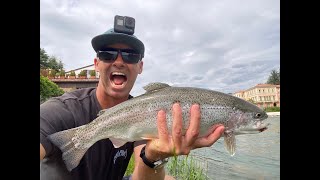 Trout Fishing the Brenta River in Bassano del Grappa, Italy