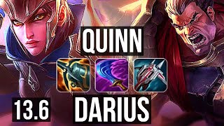 QUINN vs DARIUS (TOP) | 7/1/7, Rank 8 Quinn, 300+ games, Dominating | KR Master | 13.6