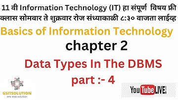 Data Types In The DBMS | Types of Data Type |Class 11