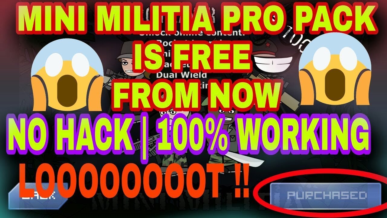 Mini Militia Free Pro Pack Without Any Hack / 100 % Free Pro Pack for  Lifetime. - 