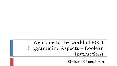 8051 - Boolean Instructions