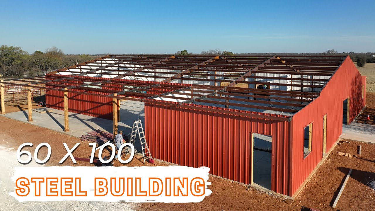 60x100 Weld Up Steel Building With 2 Lean Tos In Texas WolfSteel 60x100 Weld Up Steel Building With 2 Lean Tos In Texas WolfSteel