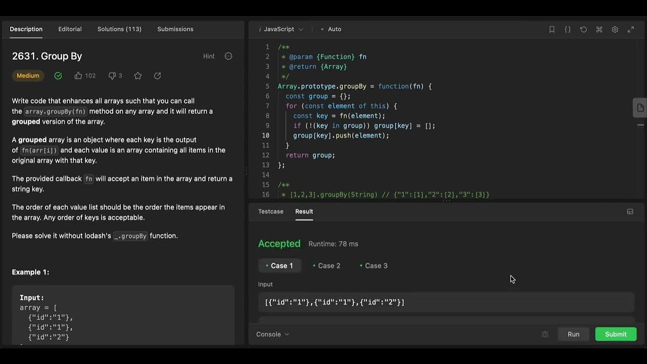 Day 24. LeetCode 2631. Group By. Daily JS challenge - YouTube