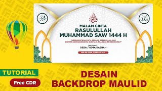 TUTORIAL DESAIN BACKDROP MAULID COREL DRAW X20 | FREE CDR FILE