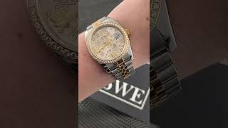 Rolex Datejust Silver Floral Dial Steel Yellow Gold Diamond Watch 116243 Wrist Roll | SwissWatchExpo