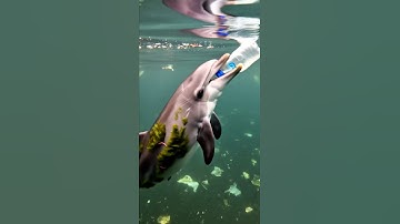 Rescuing a dolphin with plastic waste stuck in its mouth!