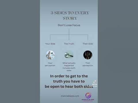 3 sides to every story! Your side, their side, and the truth! Be open