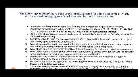 Jmi m.ed result 2021||waiting list||