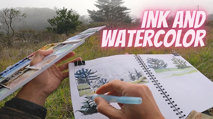 Ink and Watercolor Landscape Drawing